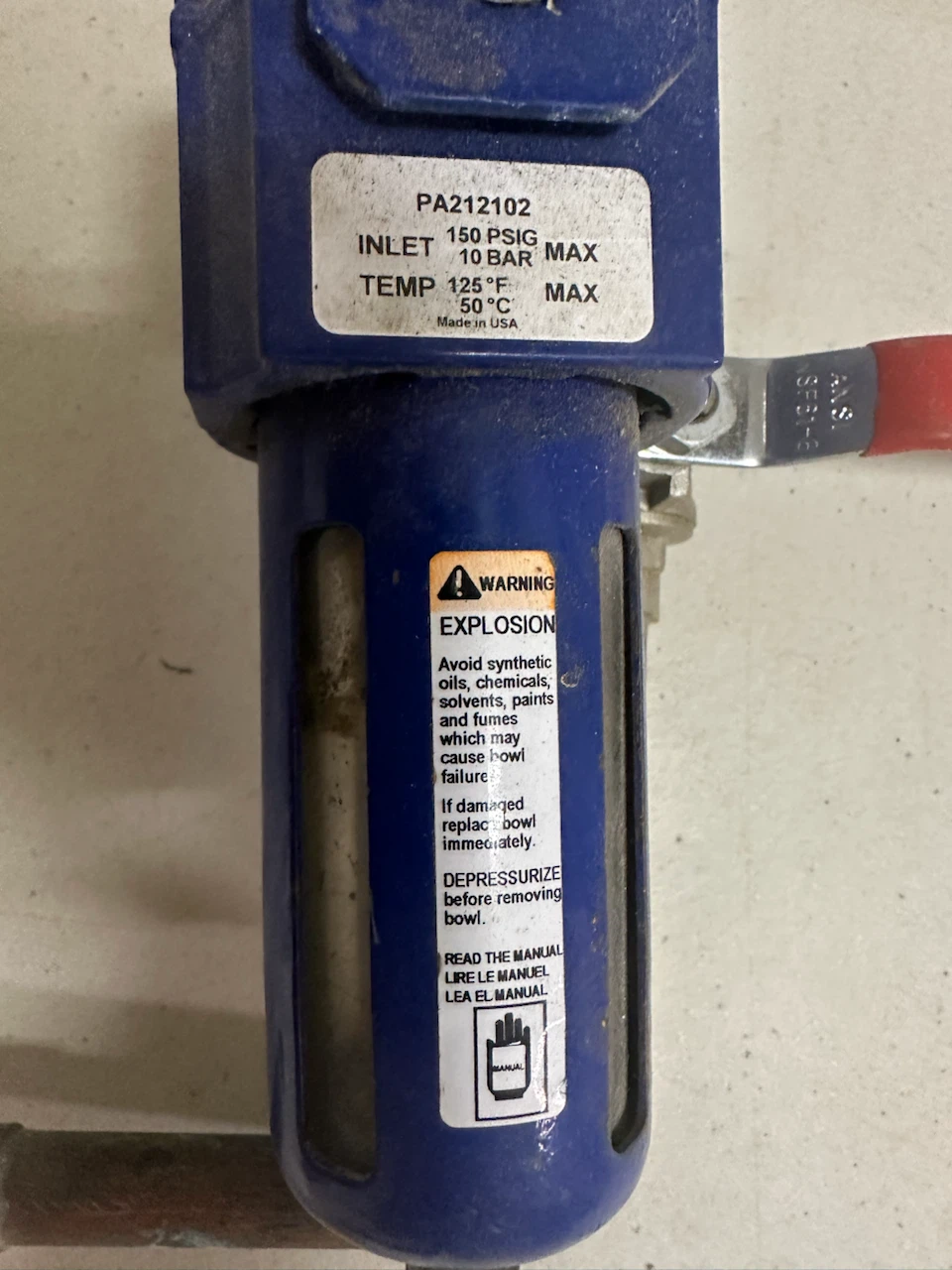 Campbell Hausfeld air compressor filter and piping - photo 2