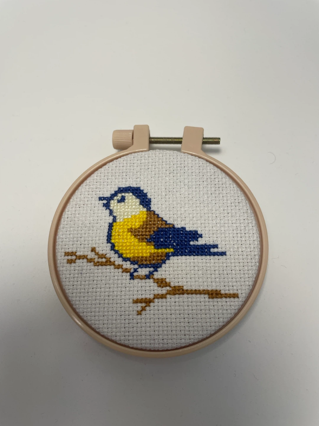 Handmade Cross Stitch Bird Hoop Art