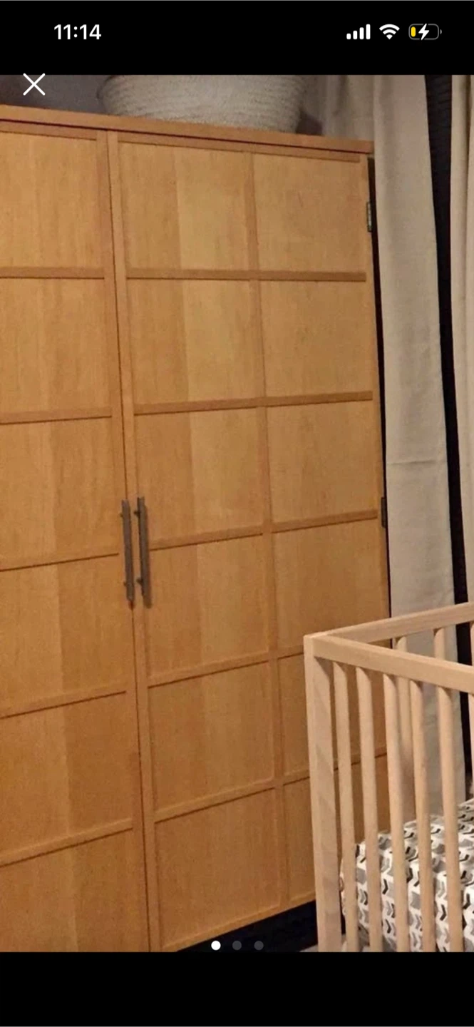 Light Wood Wardrobe with Two Drawers