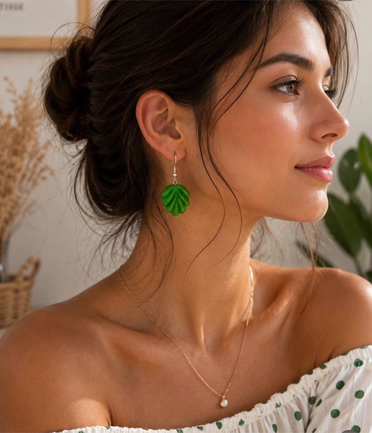 ArtDala Handmade Green Leaf Clay Earrings - photo 2