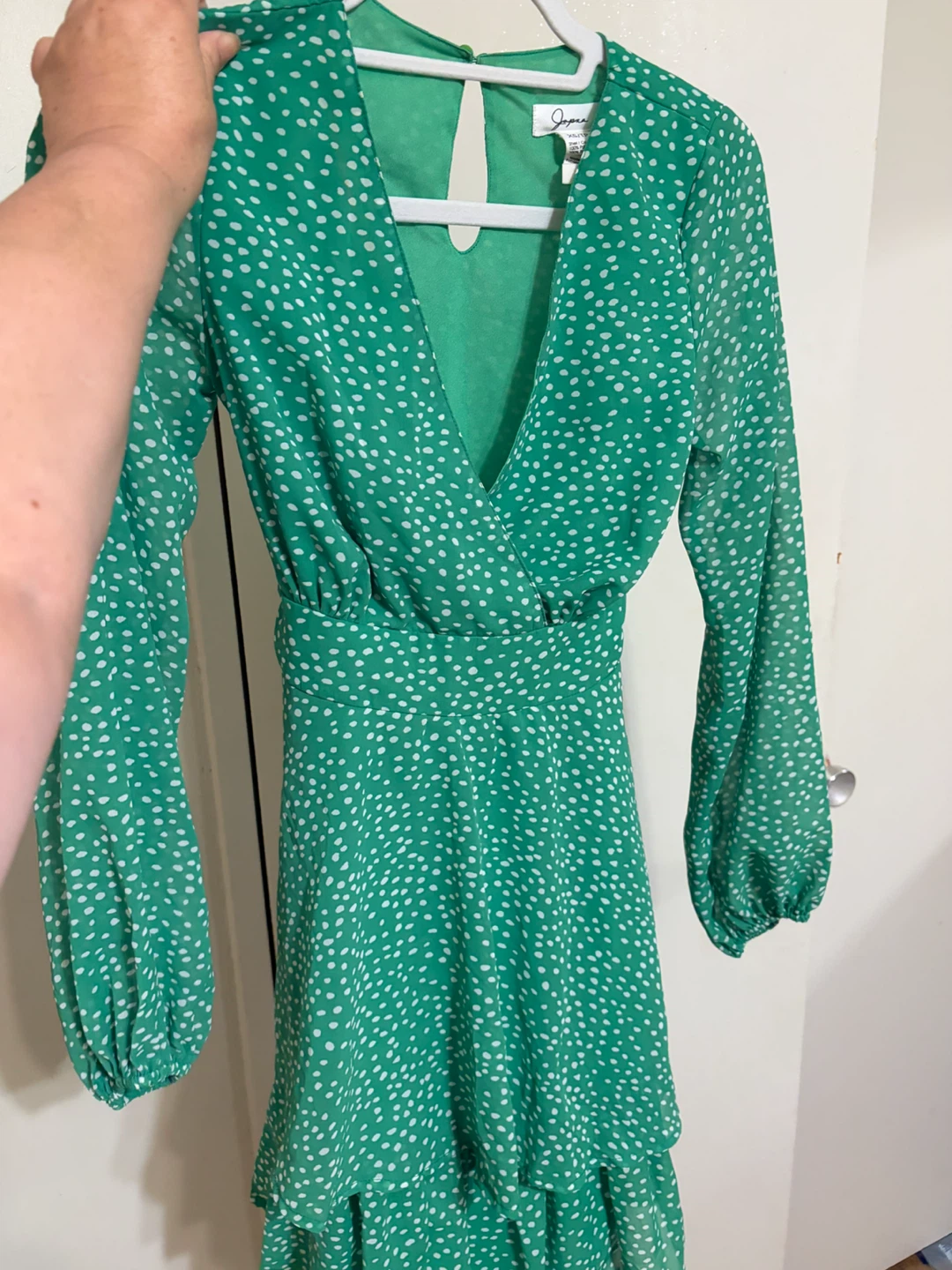 Green Polka Dot Long Sleeve Dress - photo 2