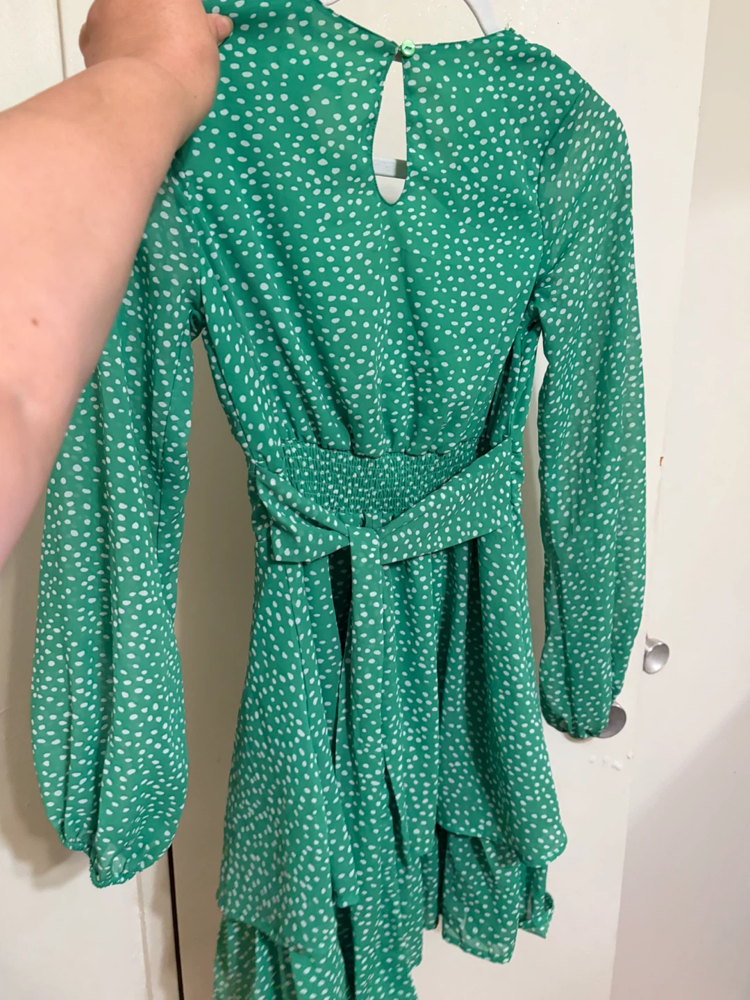Green Polka Dot Long Sleeve Dress - photo 3