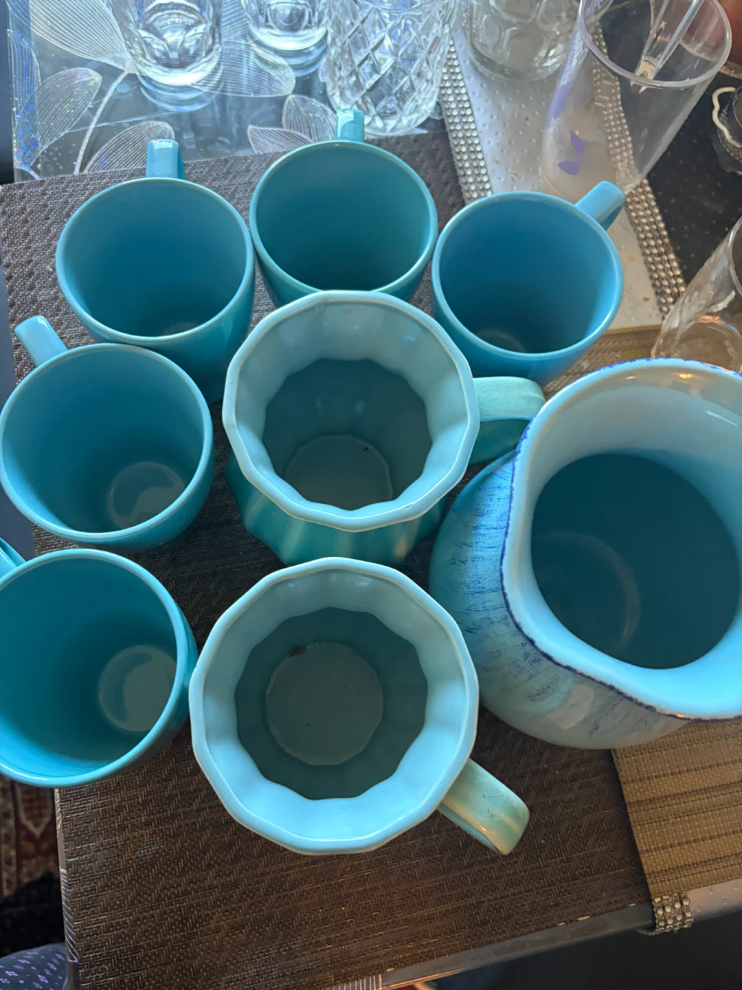 Blue Ceramic Pitcher and Mug Set - photo 3
