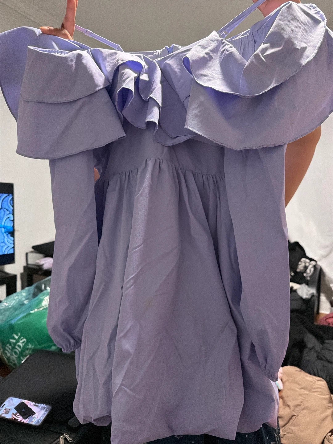 Lilac Off-Shoulder Ruffle dress