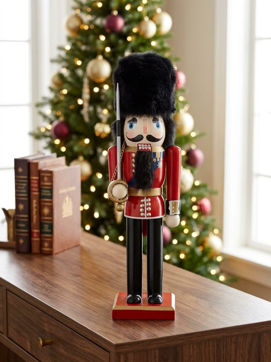 14" Vintage Wooden Royal Guard Nutcracker Christmas Decor⁠