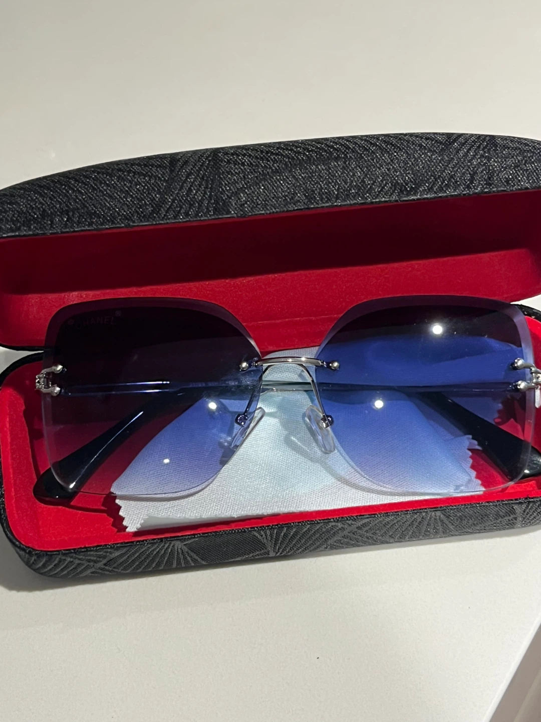 Chanel Rimless Sunglasses Blue Gradient