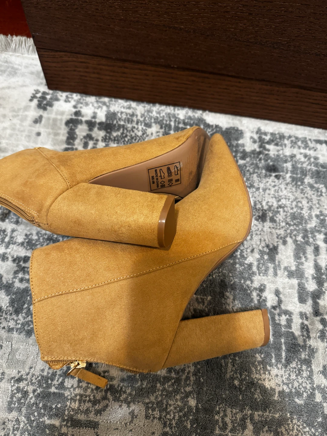 Pink Lily Tan Suede Block Heel Ankle Boots - photo 2