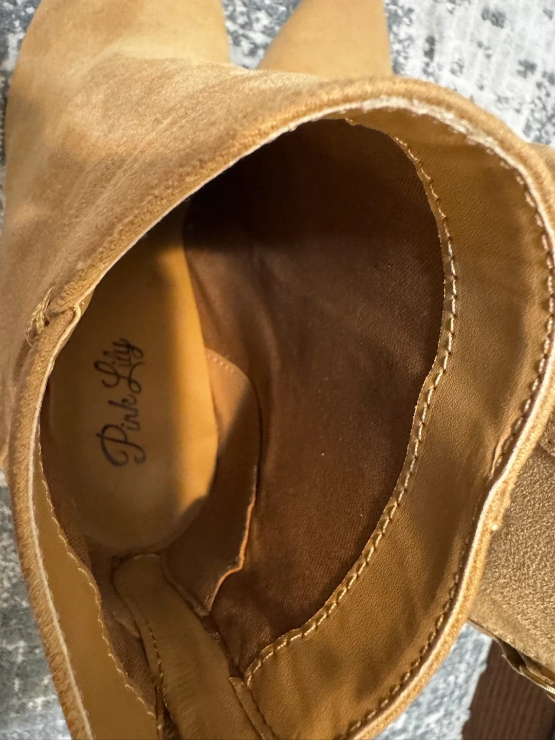 Pink Lily Tan Suede Block Heel Ankle Boots - photo 3