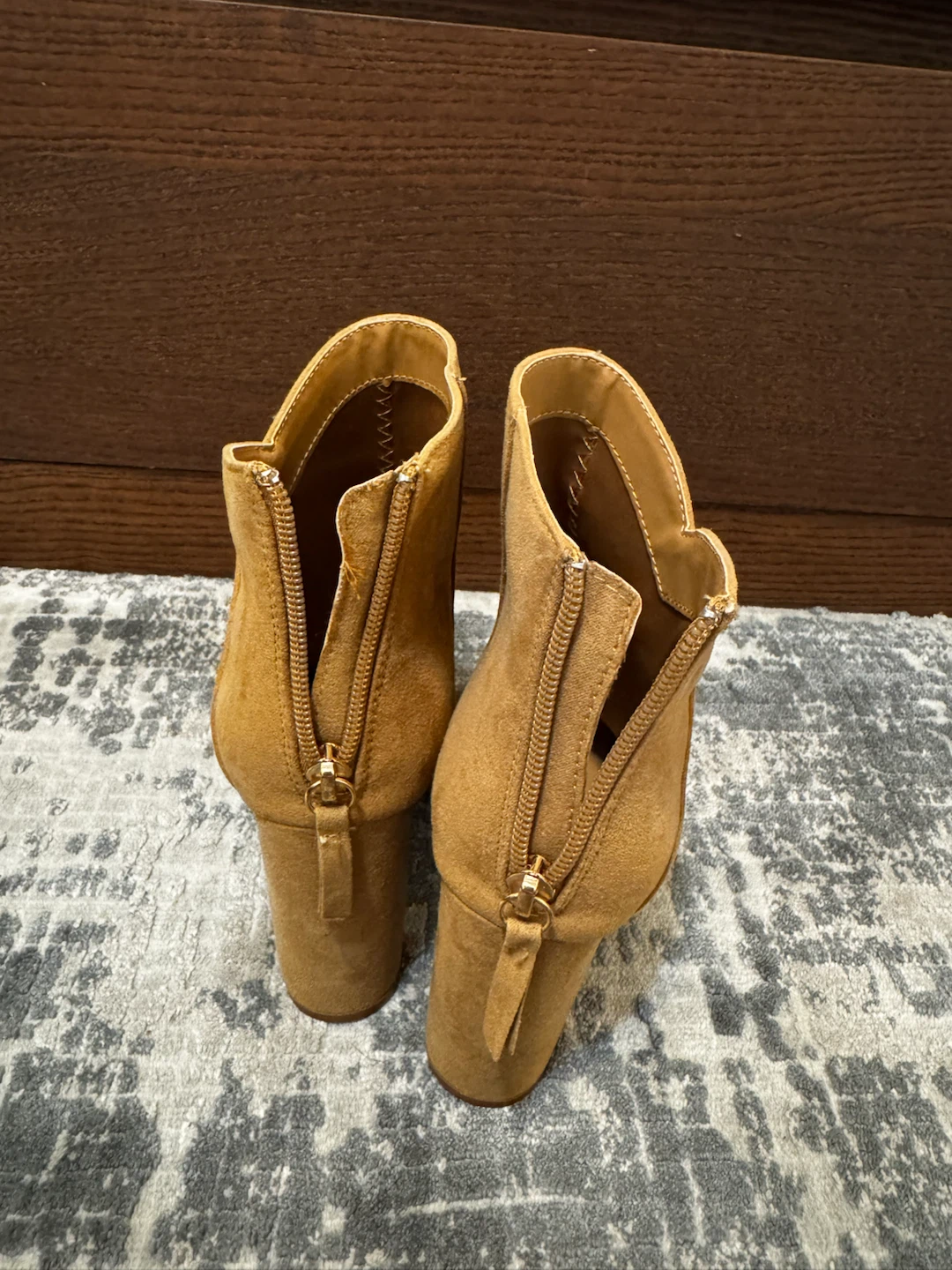 Pink Lily Tan Suede Block Heel Ankle Boots - photo 4