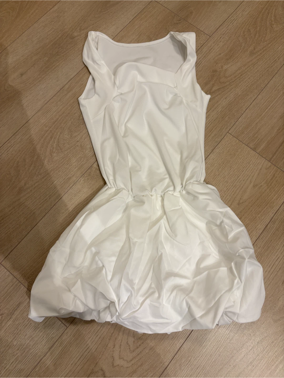 White Sleeveless Bubble Hem Dress