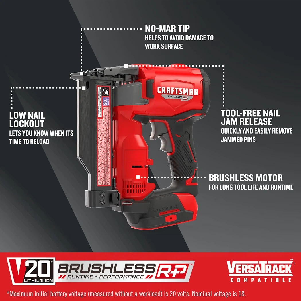 Craftsman Cordless 20V Brushless Motor 23Ga Finishing Gun Nailer - photo 3