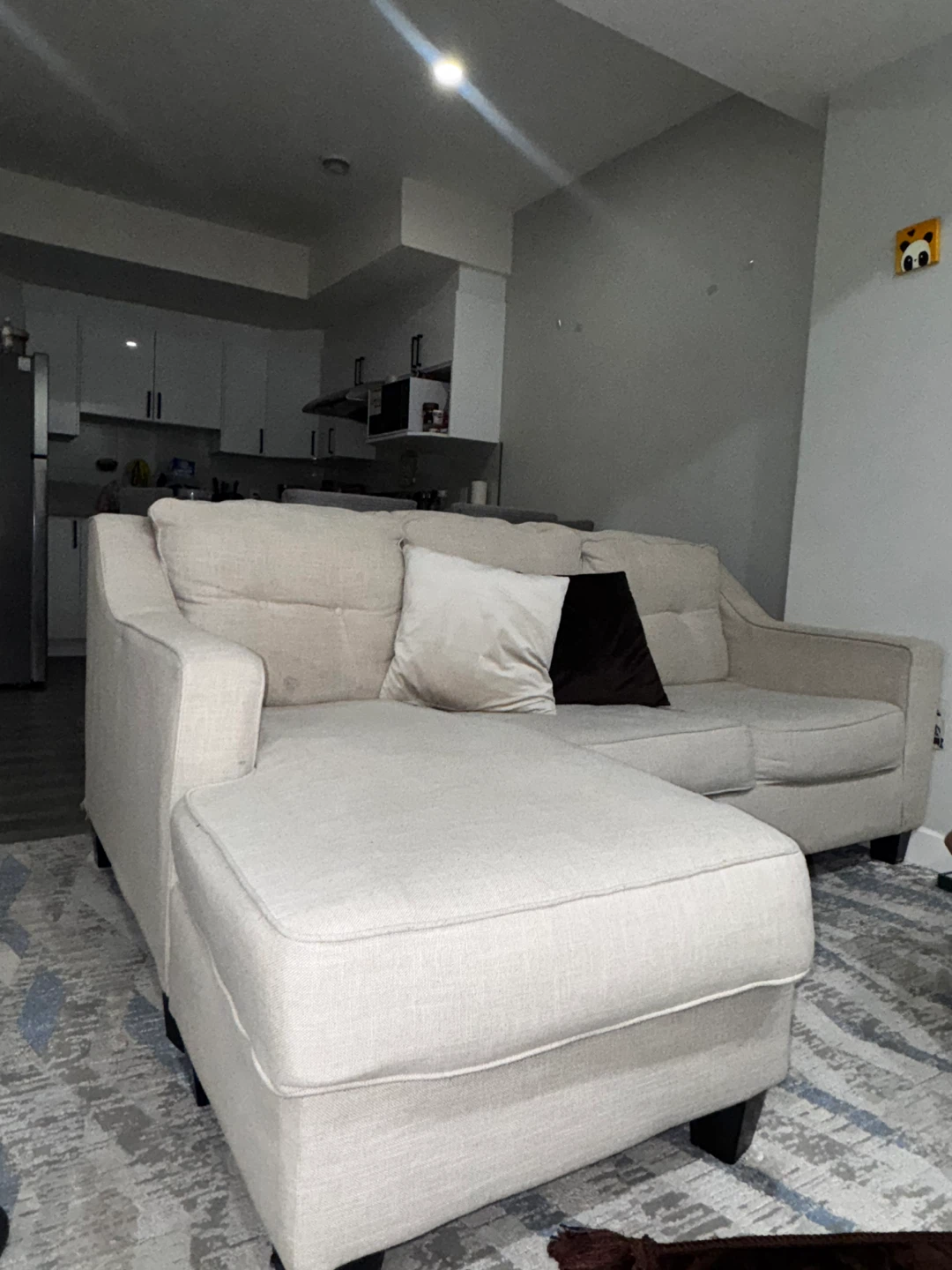 Beige Sectional Sofa with Chaise