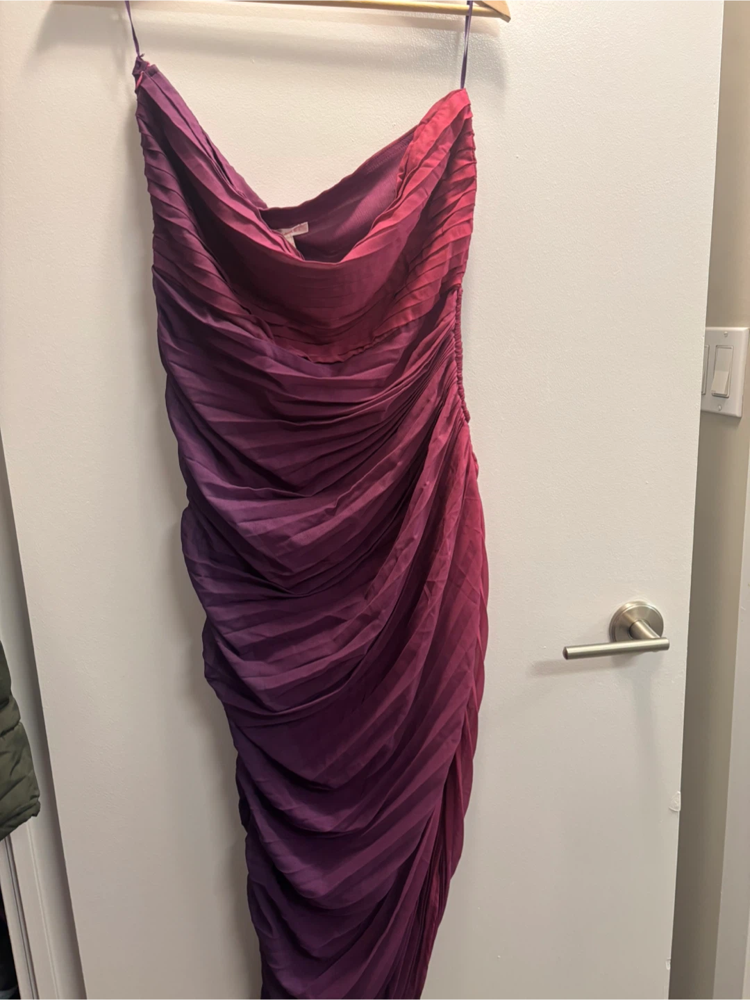 Strapless Ombre Pleated Dress