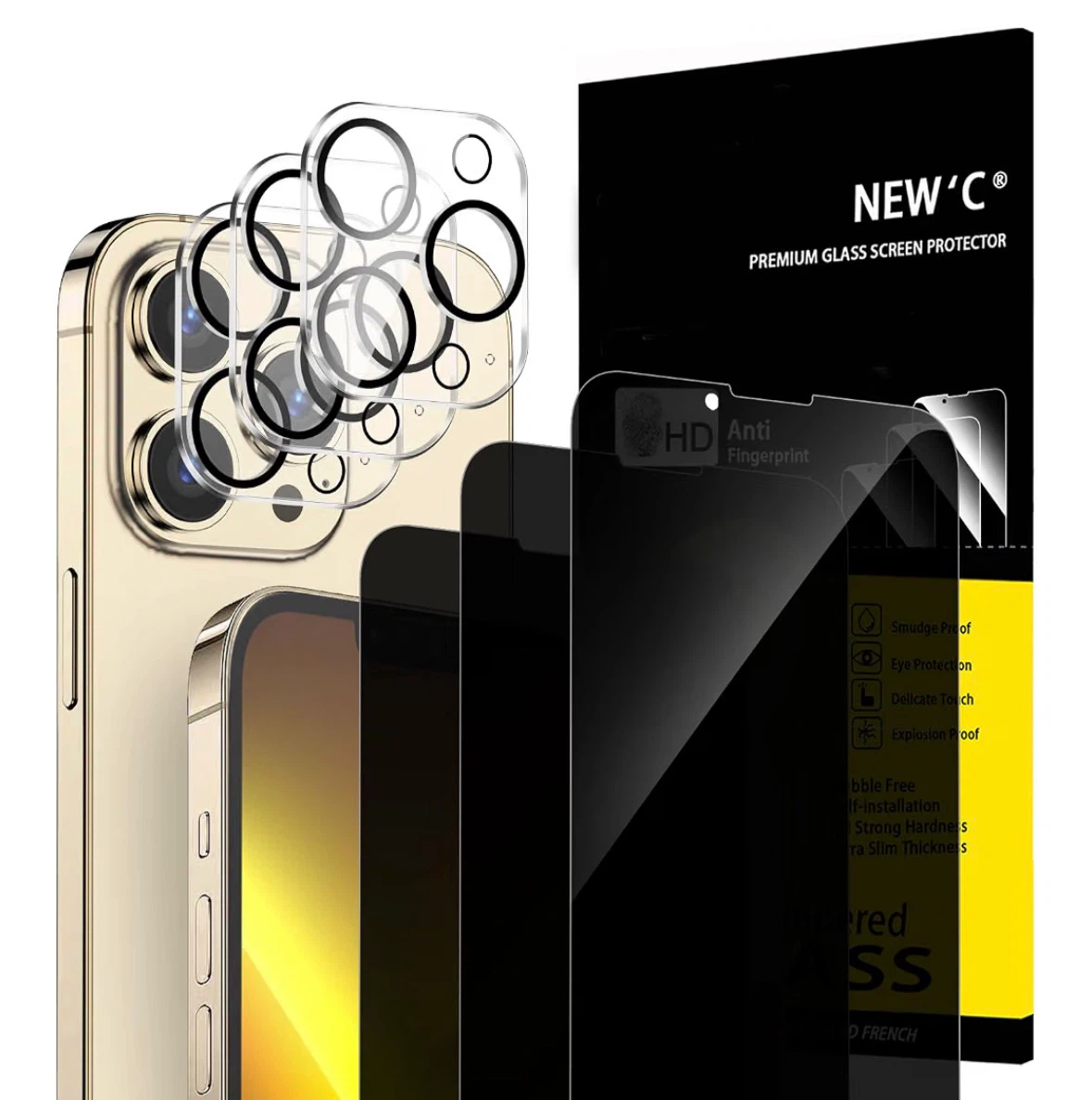 NEW'C Premium Glass Screen Protector and Camera Lens Cover