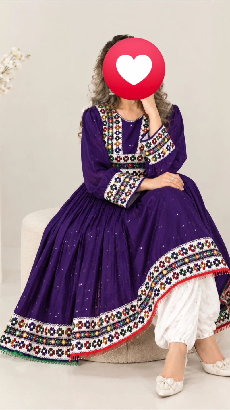 Purple Embroidered Traditional Dress