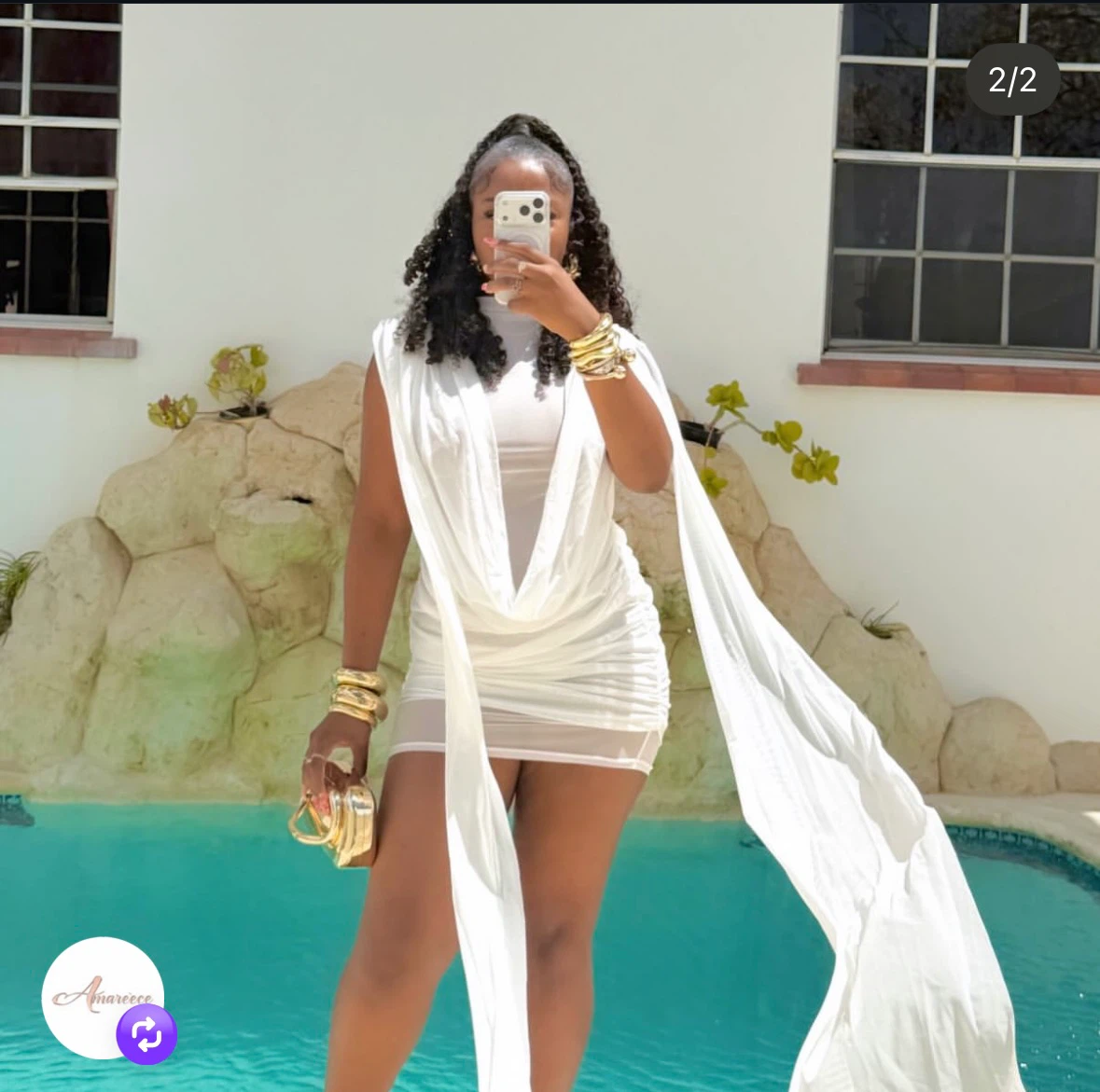 White Draped Mini Dress
