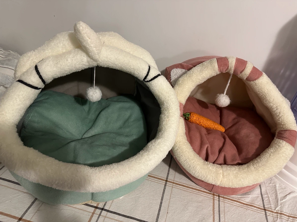 cat beds (green / pink)
