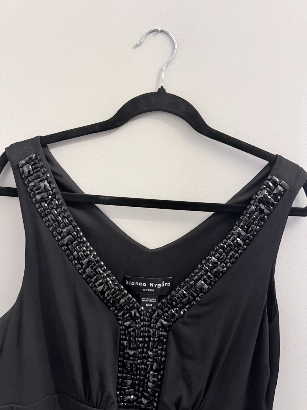 Bianco Nygård Black Cocktail Dress with Beaded Neckline - Size M - photo 2