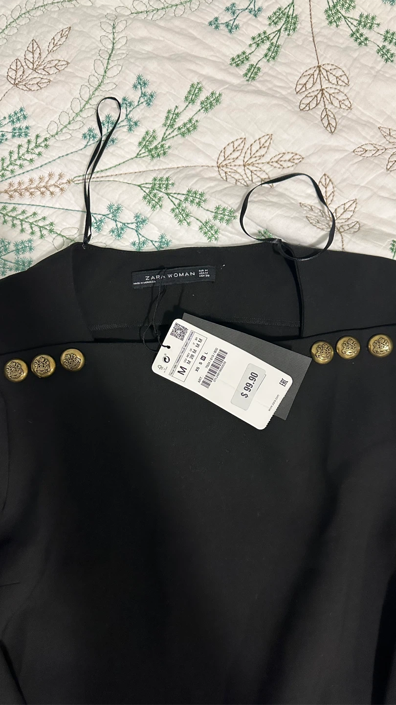 NWT Zara Woman Black Dress with Gold Buttons - photo 2