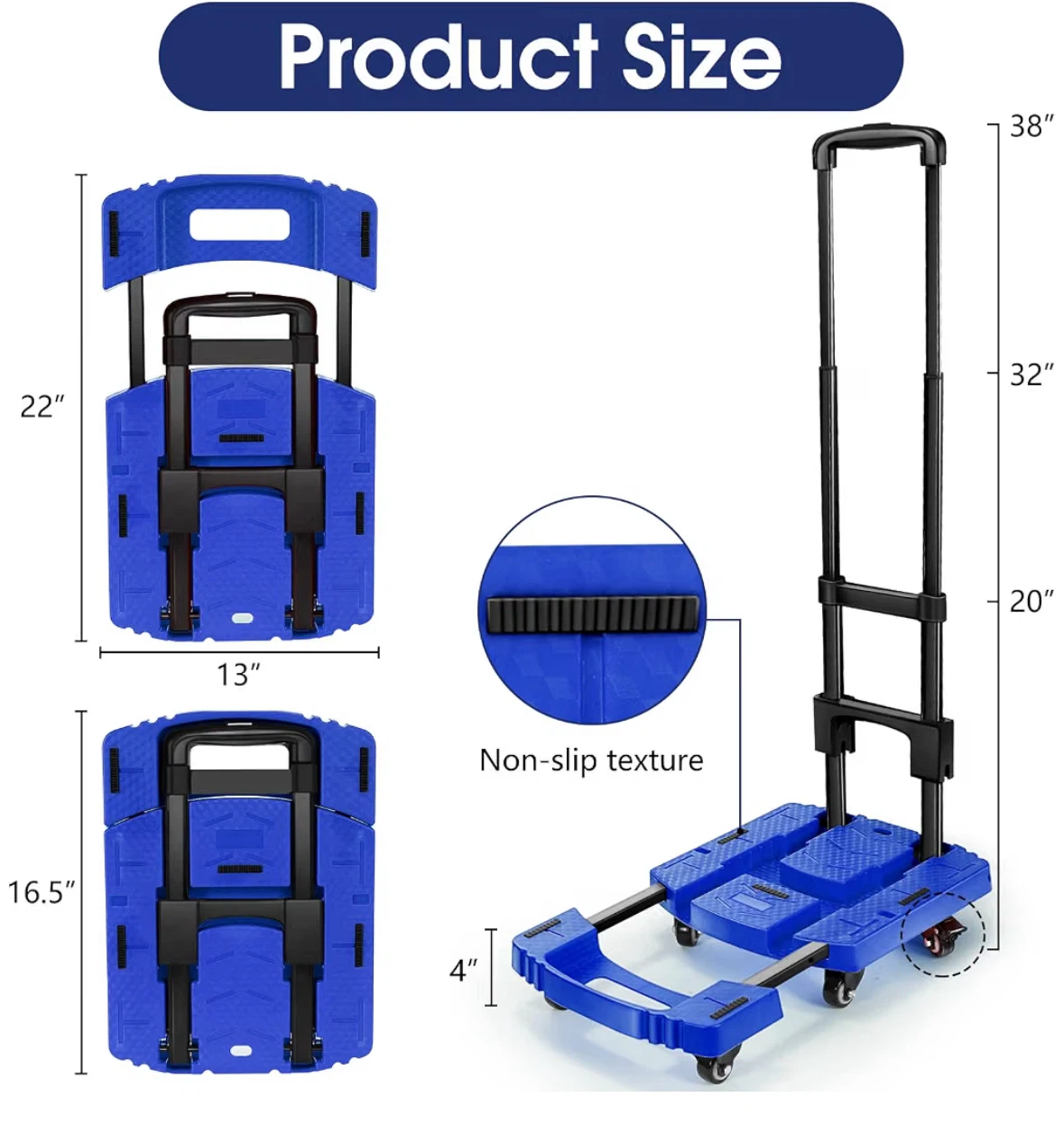 Folding Hand Truck with Extendable Base(carry 600 lb) - photo 4
