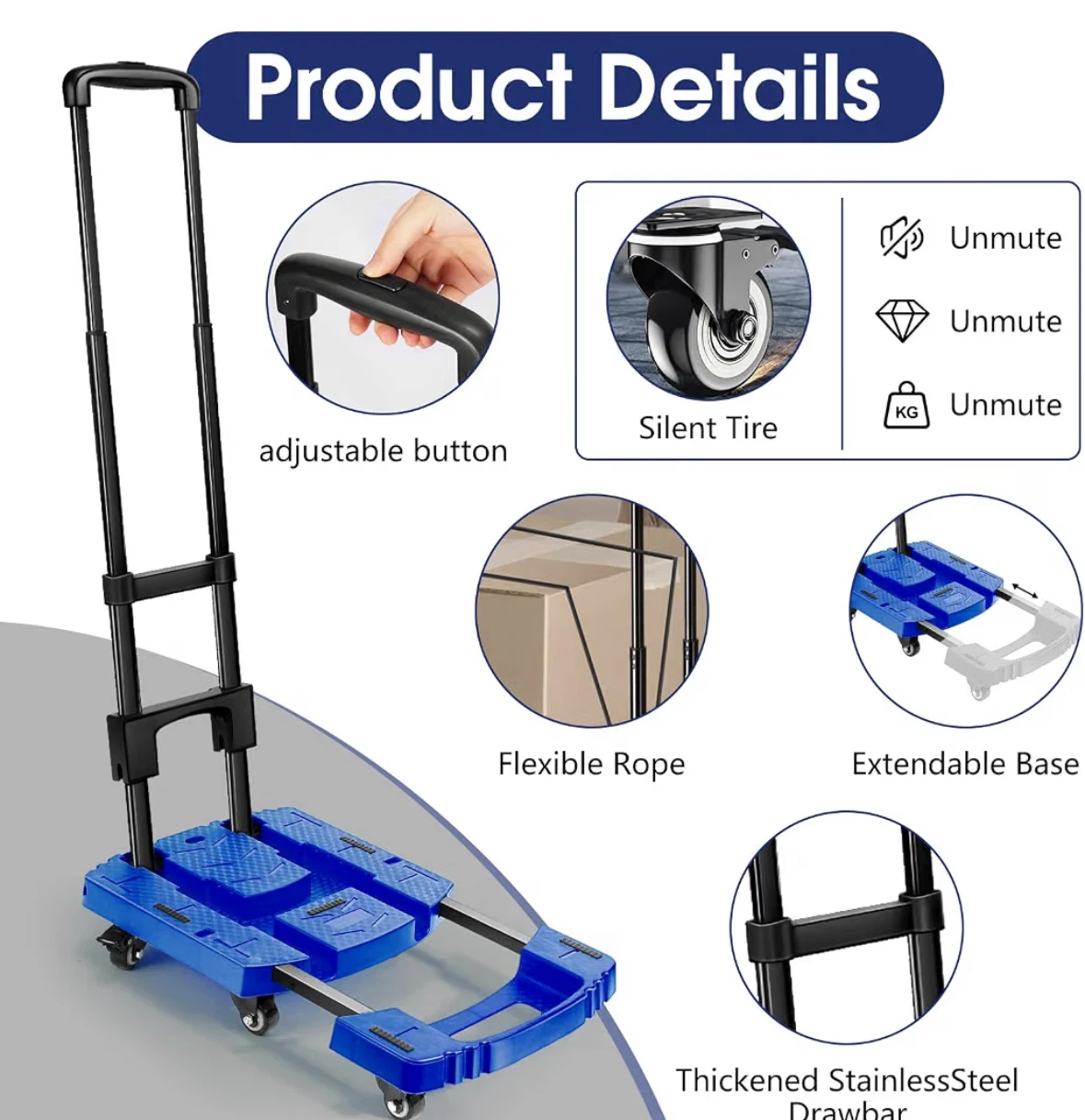 Folding Hand Truck with Extendable Base(carry 600 lb) - photo 5