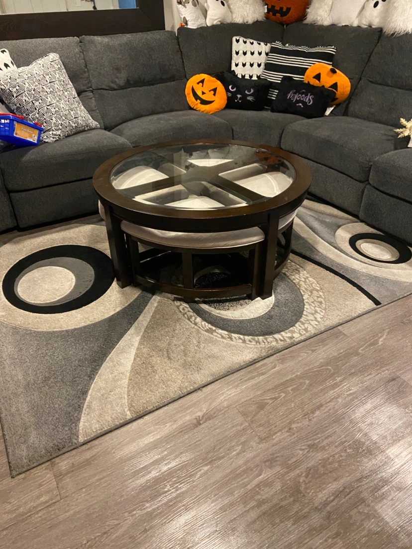 Round Coffee Table with 4 Nesting Stools