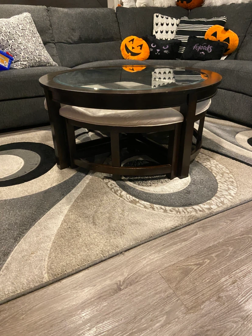 Round Coffee Table with 4 Nesting Stools - photo 2