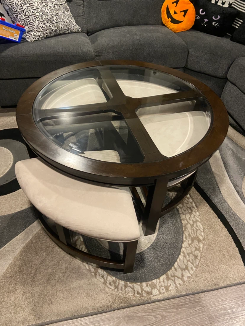 Round Coffee Table with 4 Nesting Stools - photo 3