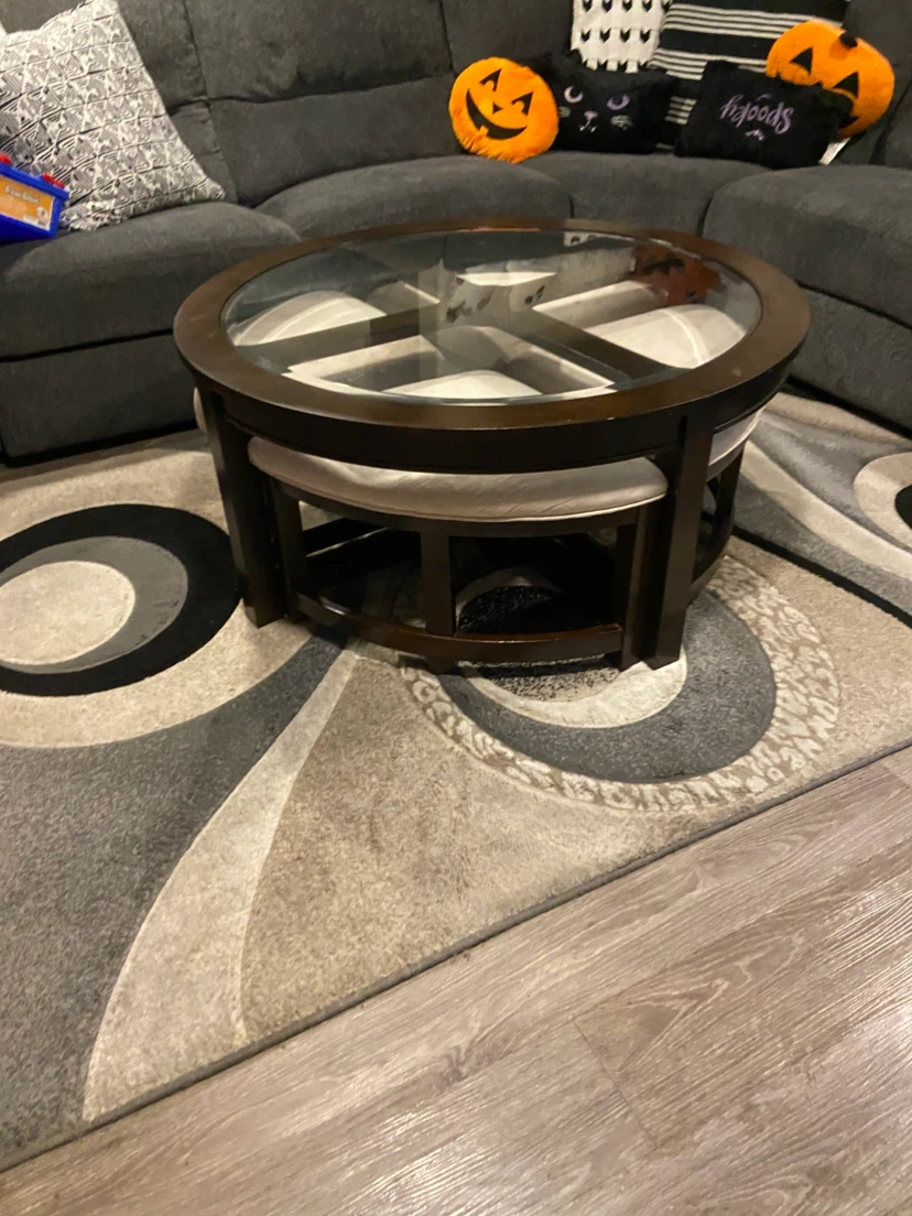 Round Coffee Table with 4 Nesting Stools - photo 4