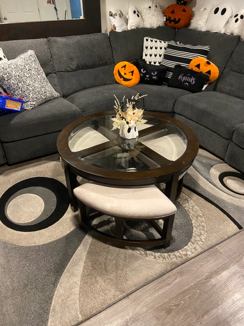 Round Coffee Table with 4 Nesting Stools - photo 5