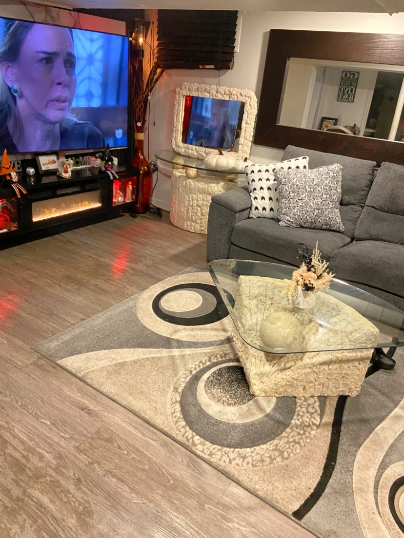 Stone Base Coffee Table with Glass Top