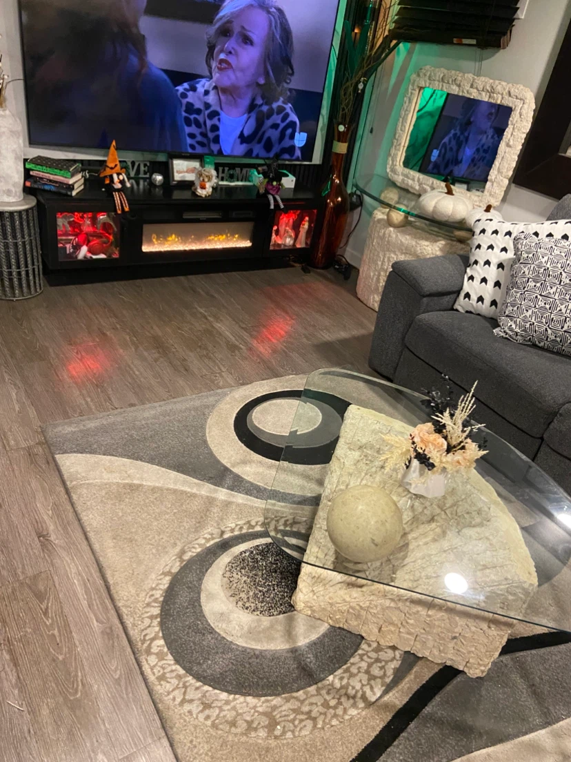 Stone Base Coffee Table with Glass Top - photo 3
