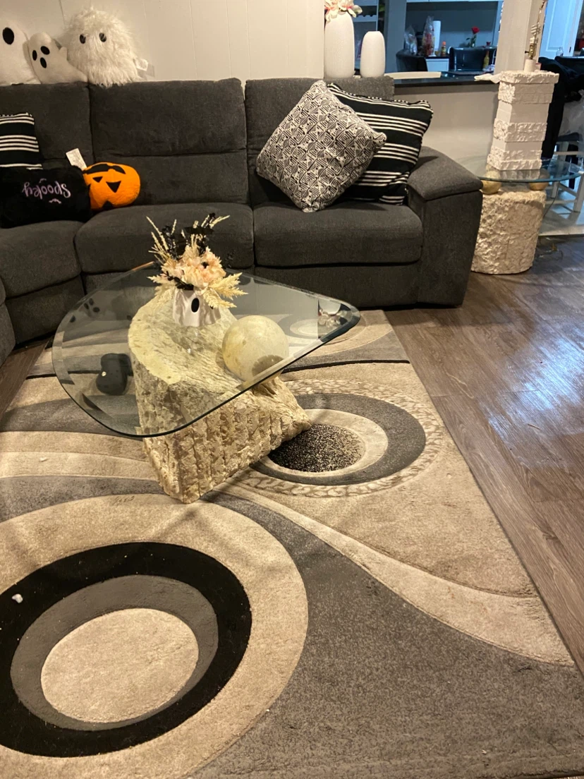 Stone Base Coffee Table with Glass Top - photo 4