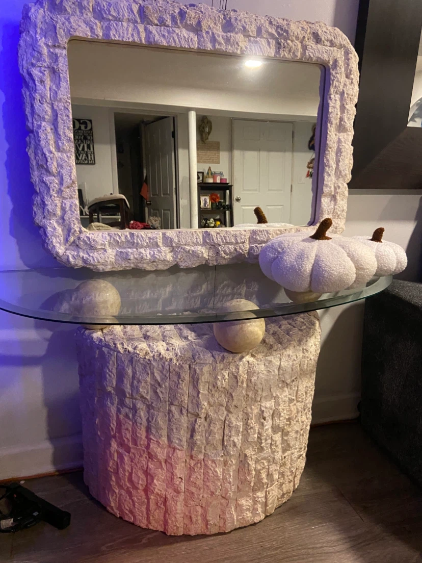 Stone Base Coffee Table with Glass Top - photo 5