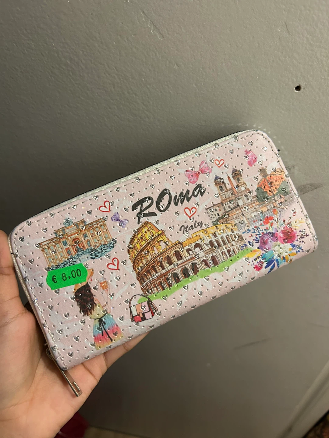 Roma Italy Print Zip-Around Wallet