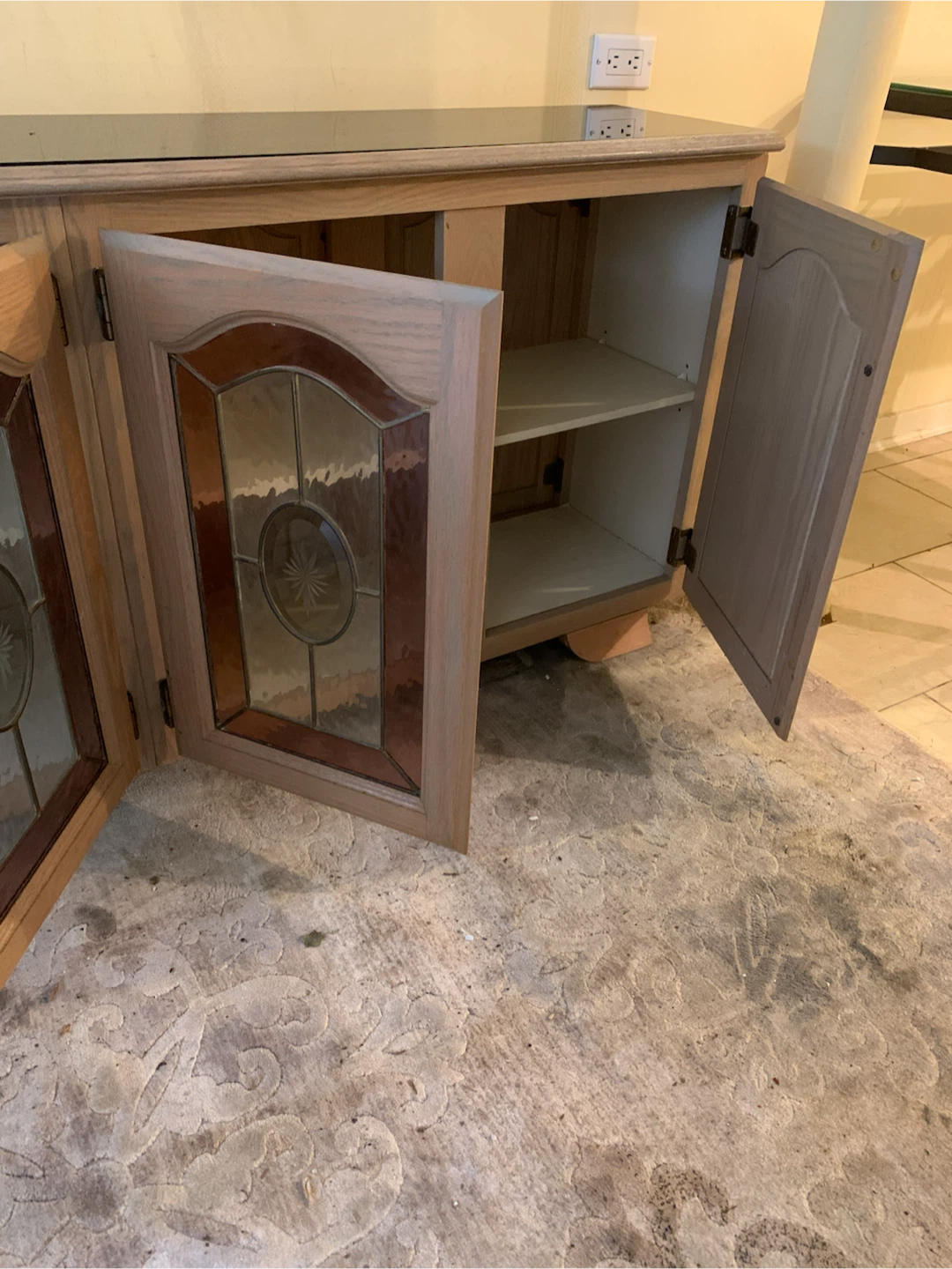 Oak Credenza with Glass Accent Doors - photo 3