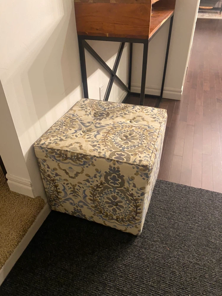 Patterned Fabric Ottoman - photo 3