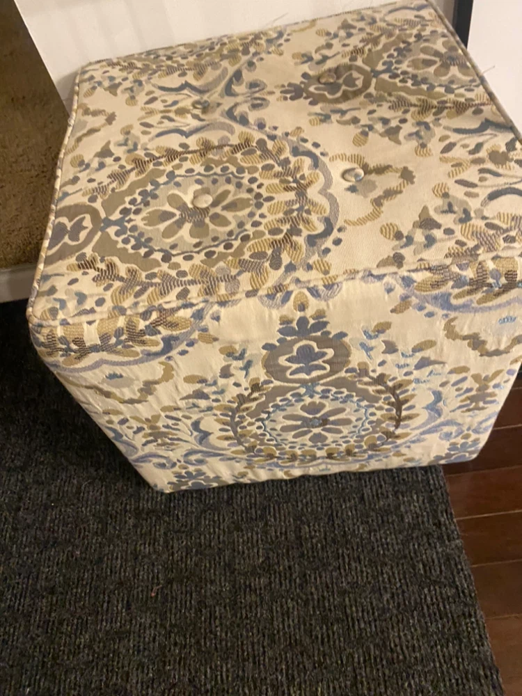 Patterned Fabric Ottoman - photo 4
