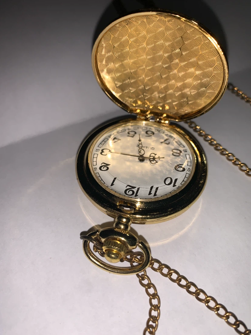 Gold Tone Quartz Pocket Watch with Chain - photo 2