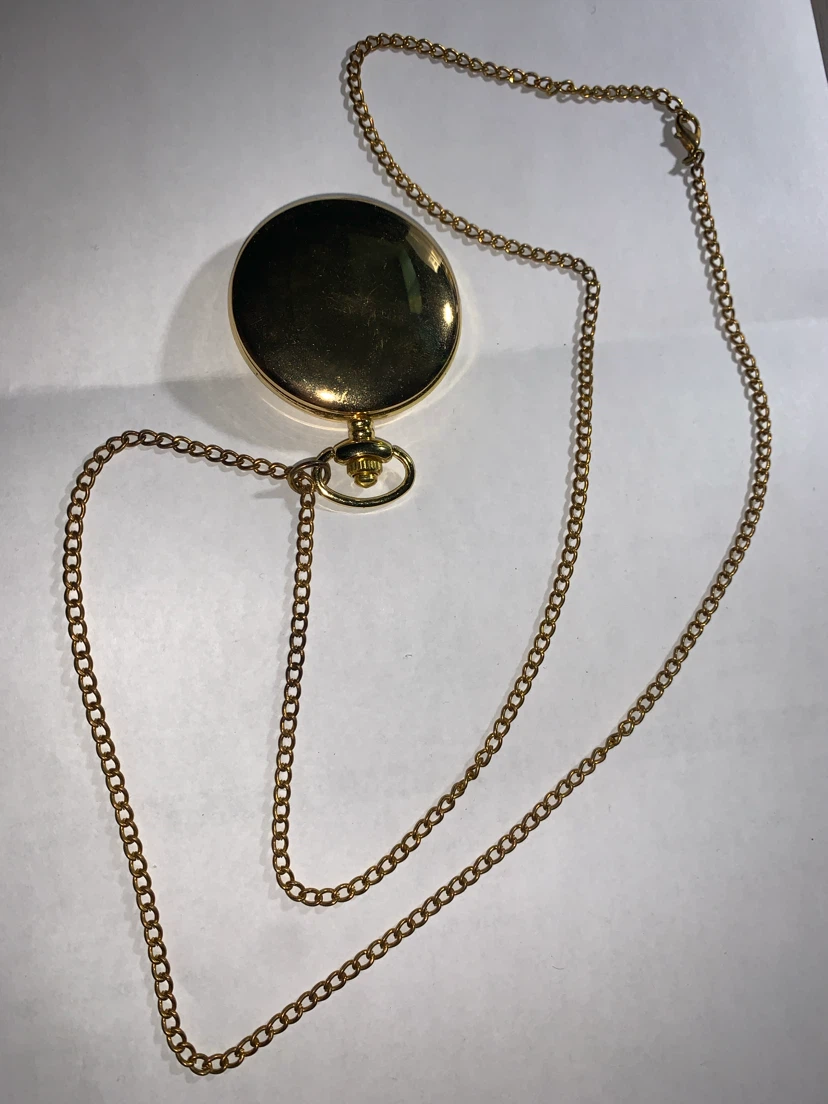 Gold Tone Quartz Pocket Watch with Chain - photo 4