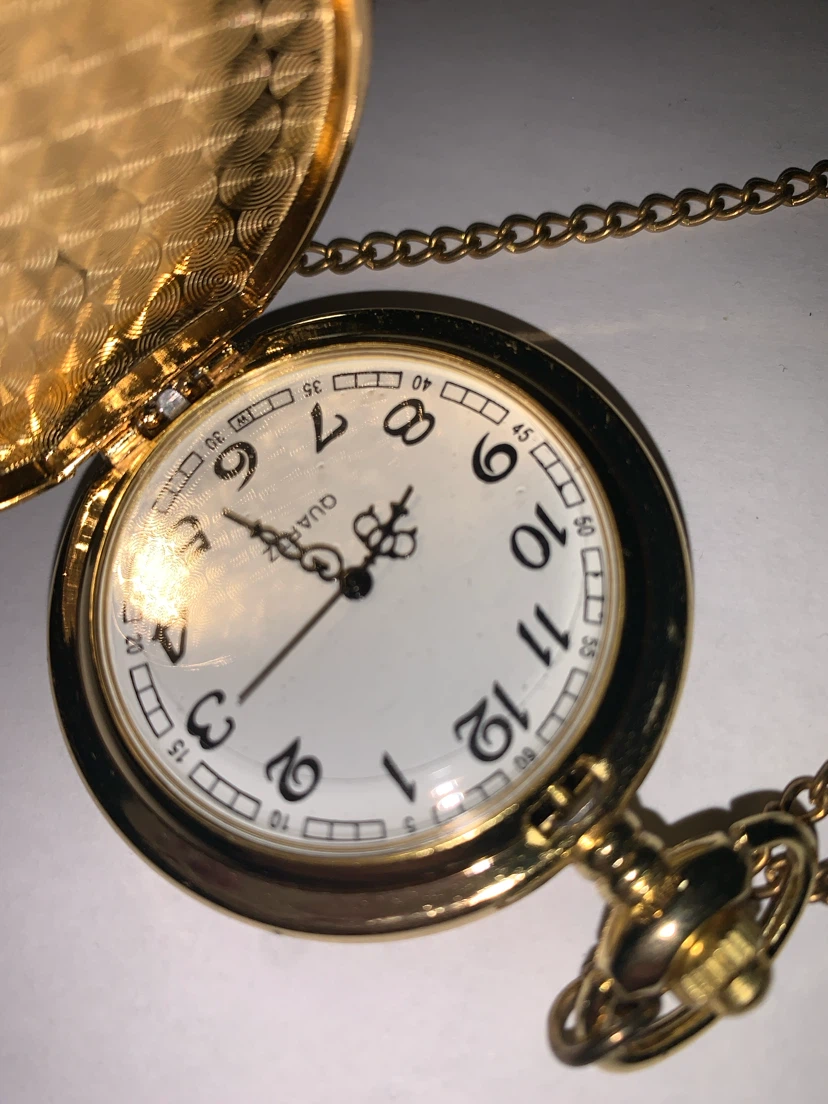 Gold Tone Quartz Pocket Watch with Chain - photo 5