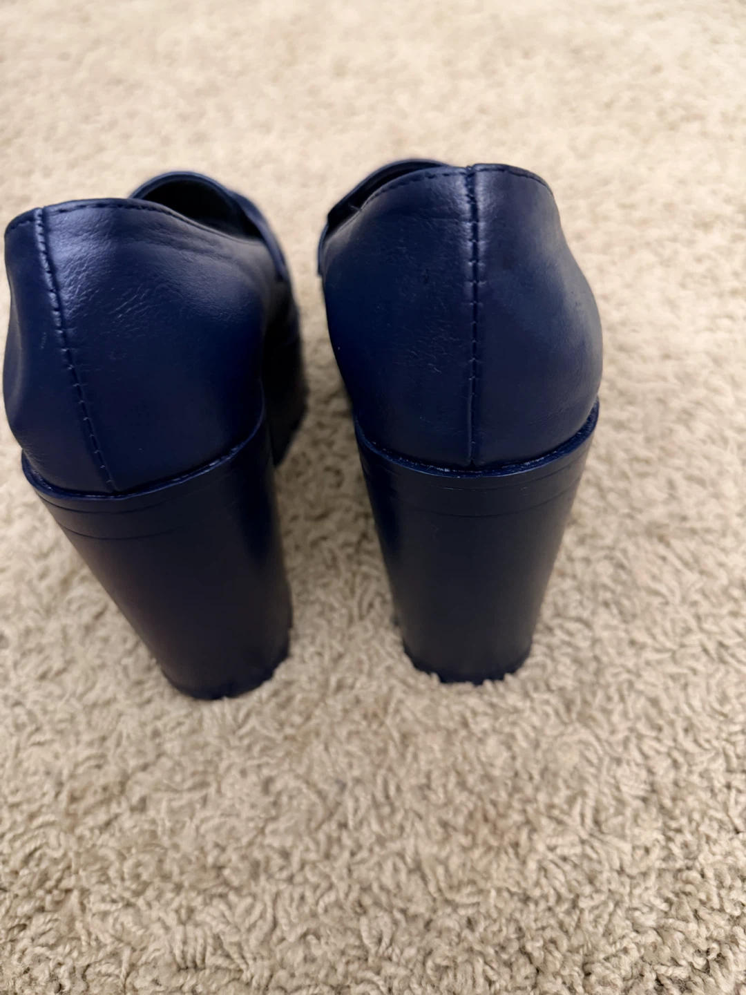 Navy Blue platform loafer heels - photo 5