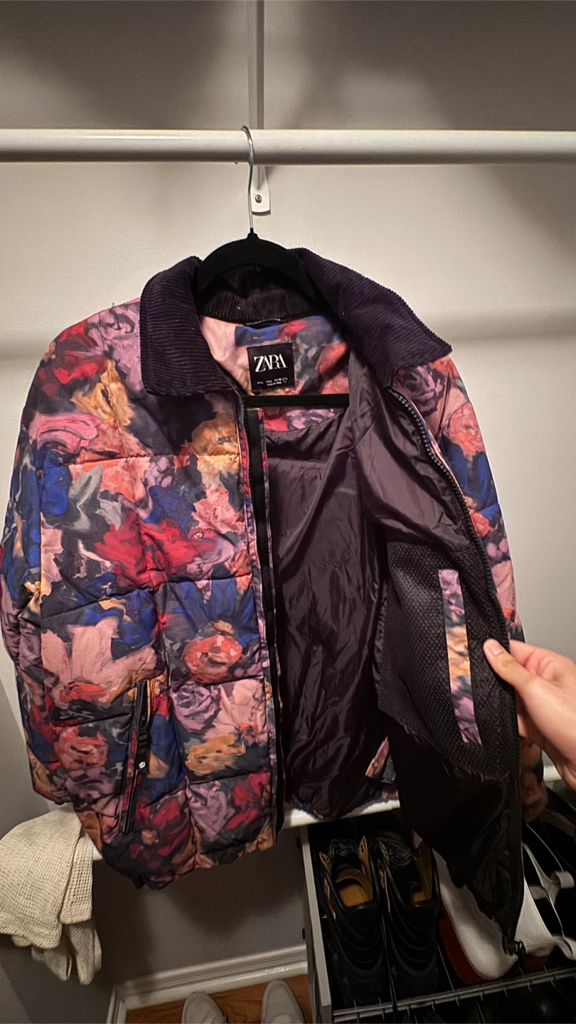 Zara Floral Print Puffer Jacket