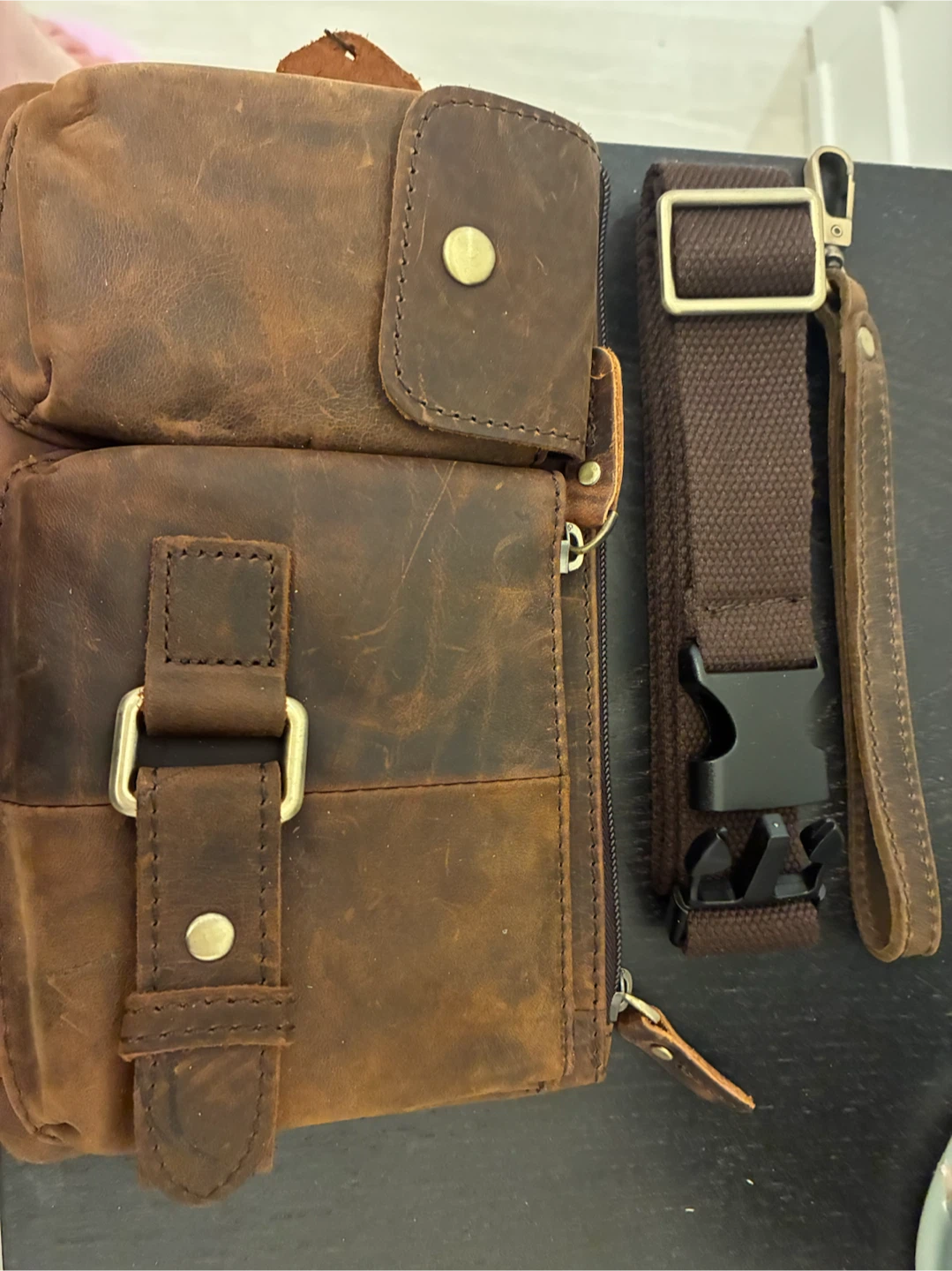 Genuine leather messenger/sling bag