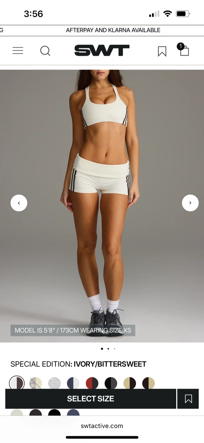 SWT Active Foldover Shorts in Ivory/Bittersweet