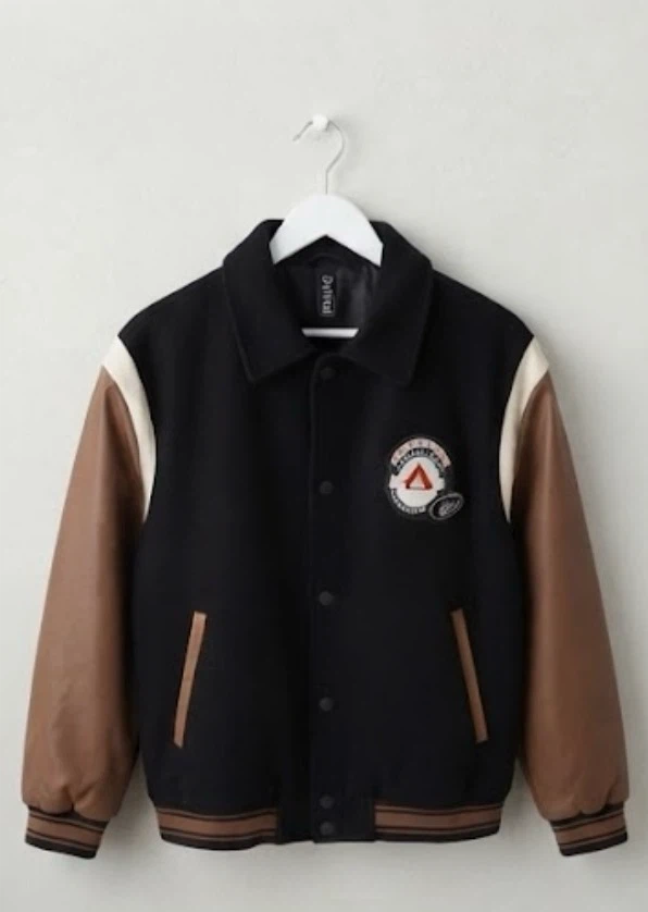 Deltal Varsity Jacket Black and Brown