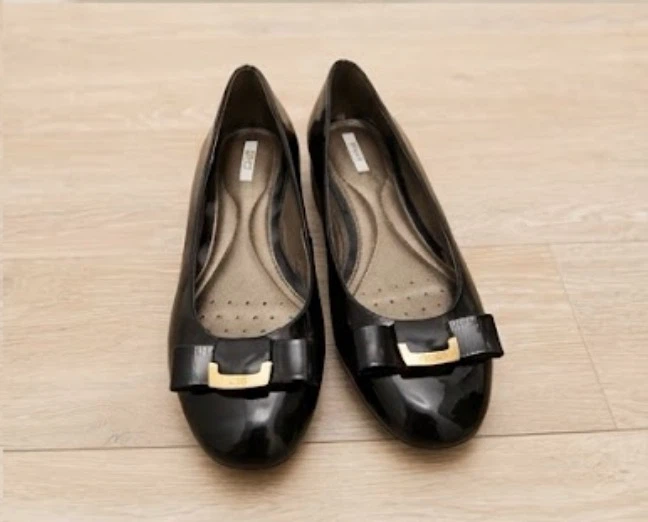 Geox Black Patent Leather Flats