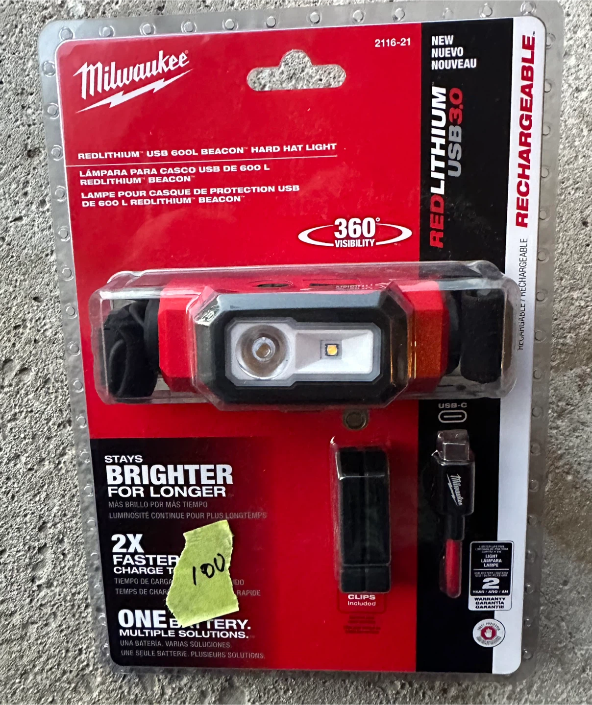 Firm price Milwaukee REDLITHIUM USB 600L BEACON Hard Hat Light