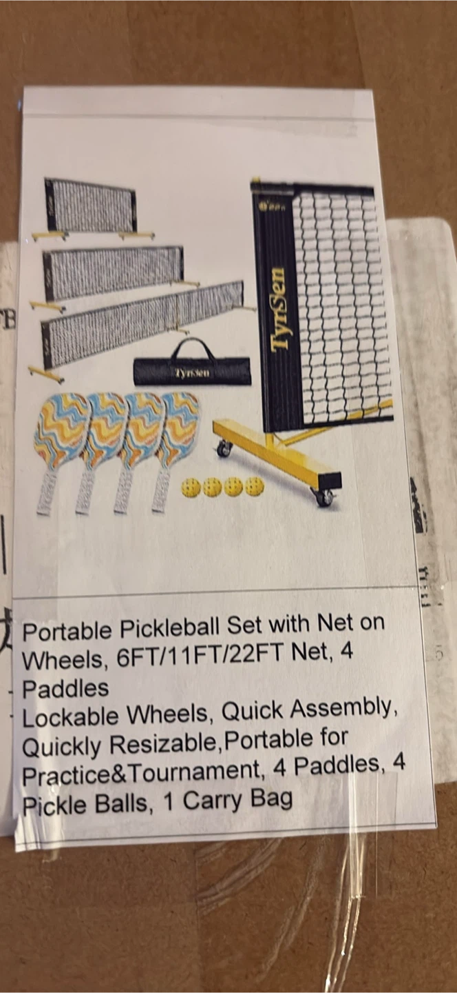TyrSen Portable Pickleball Set with Net and Paddles