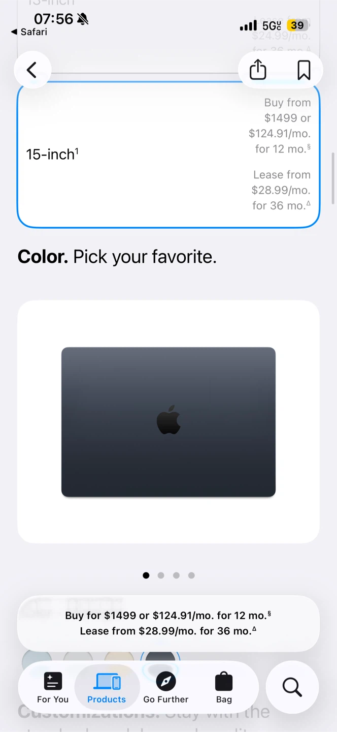 2026 -MacBook Air m5 15 inch 16GB ram midnight